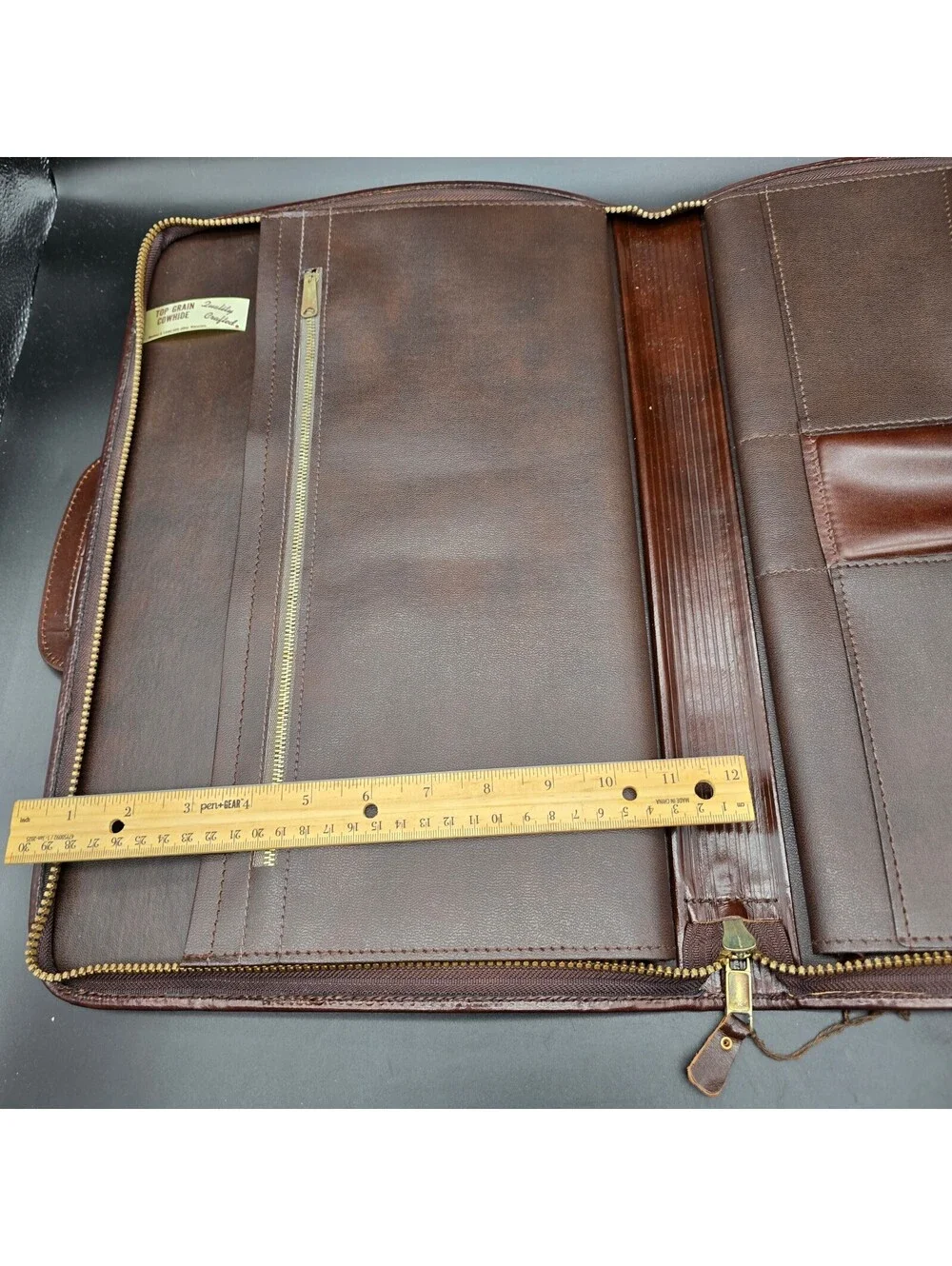 Vintage Wear Best Brown Top Grain Cowhide Leather Zip-Around Portfolio Briefcase